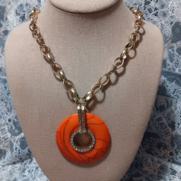 Orange Statement Necklace - Picture 1 of 3